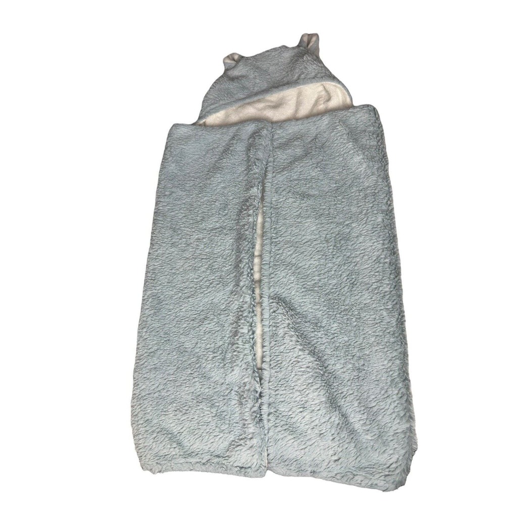 Pottery Barn Faux Fur Bear Animal Hooded Towel Wrap Blue Fleece - Picture 5 of 10